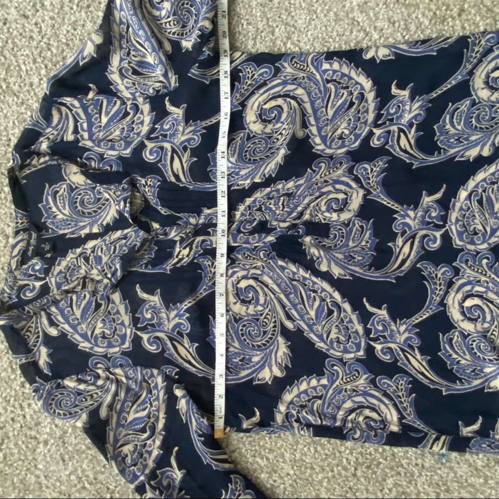 LUCKY BRAND Blue Paisley Sheer Long Sleeved Blouse - Picture 6 of 11